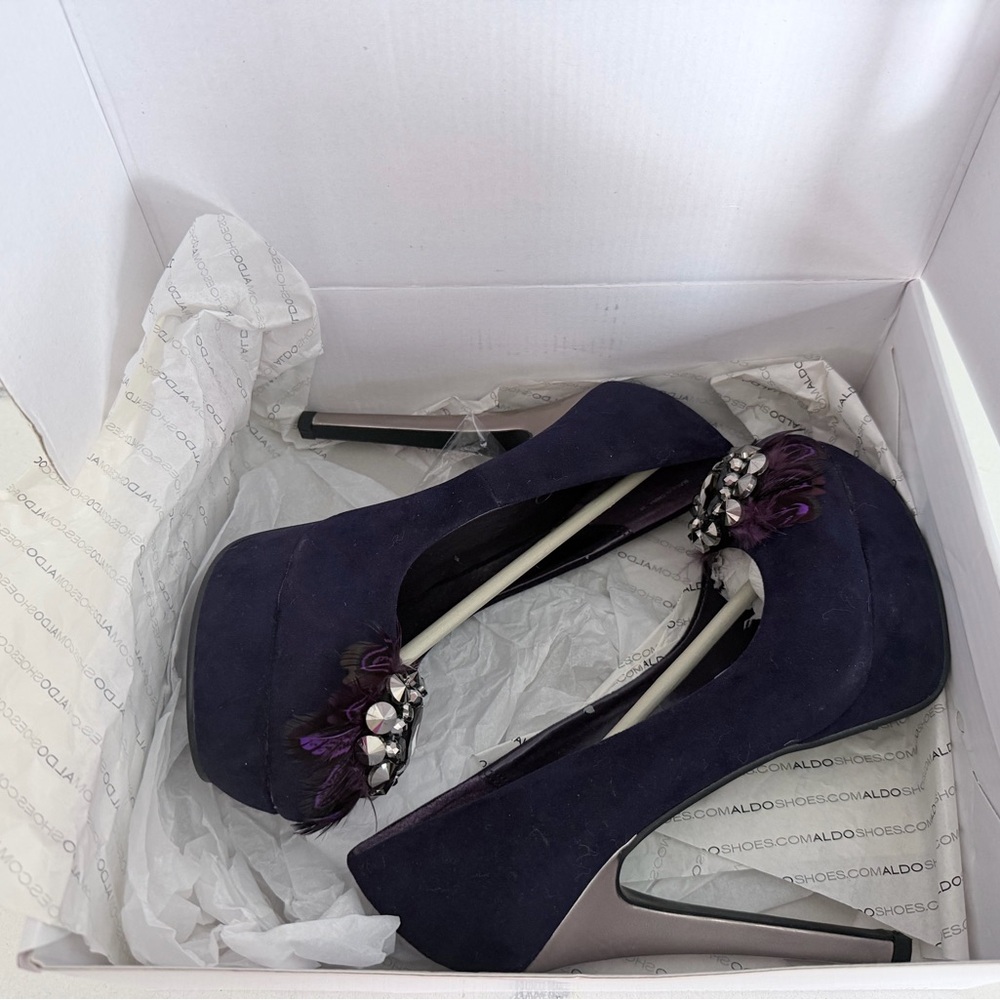 Aldo Dark Purple Embellished Heels
